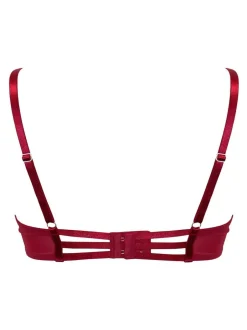 Pour Moi India Bold Floral Embroidery Non Pad Bra Red Discount