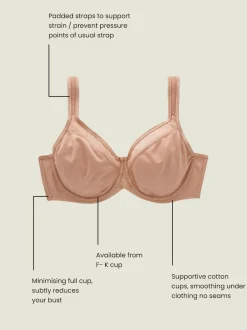 Next F-K Ultimate Support Cotton Minimiser Padded Strap Bra Praline Nude Discount