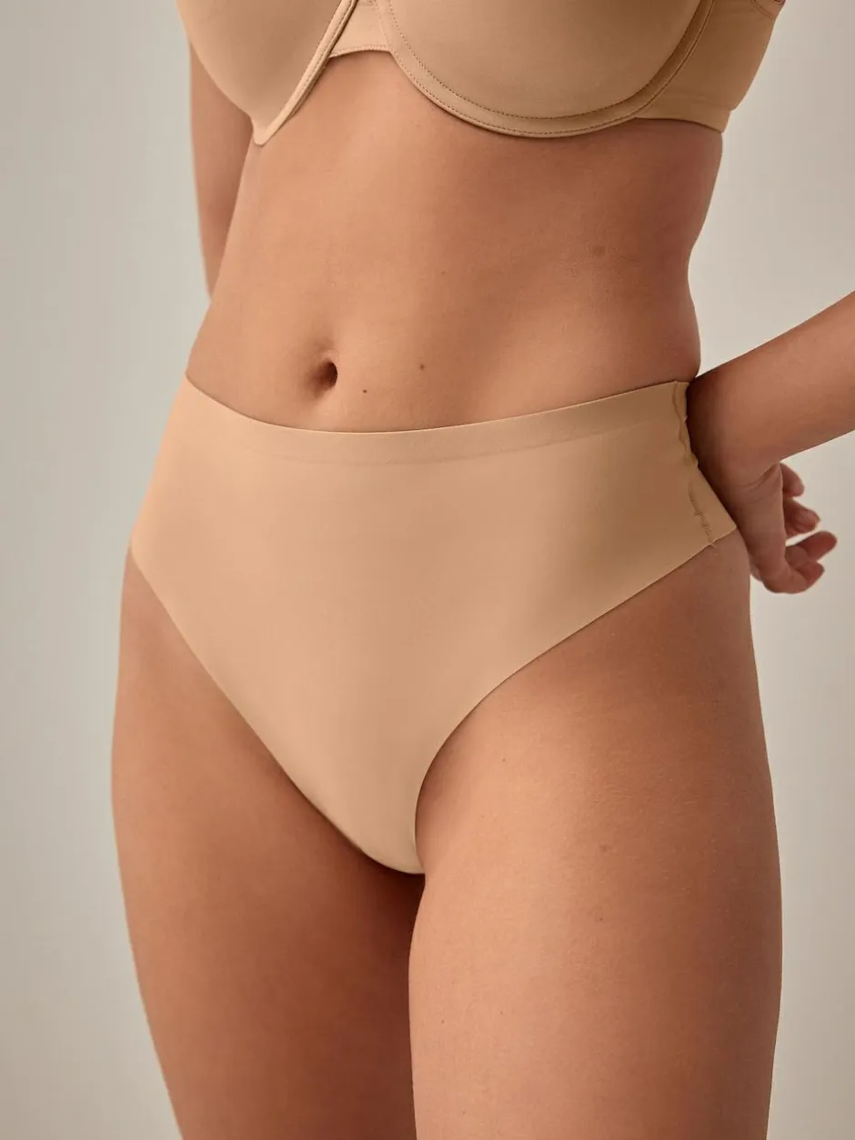 Next High Rise High Leg No VPL Tummy Control Shaping Knickers Praline Nude Hot