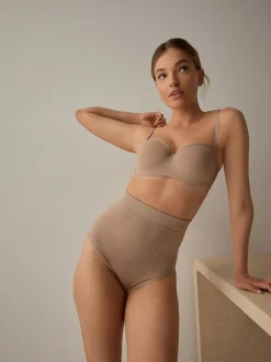 Next High Waist Brief Seamless Firm Tummy Control Shaping Briefs Praline Nude Clearance