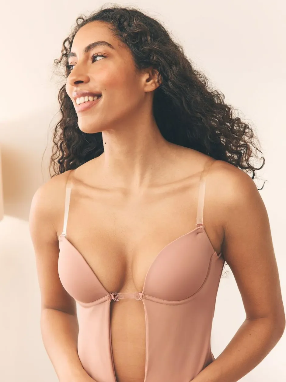 Next Multiway Strap Backless Plunge Body Praline Nude