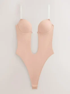 Next Multiway Strap Backless Plunge Body Praline Nude