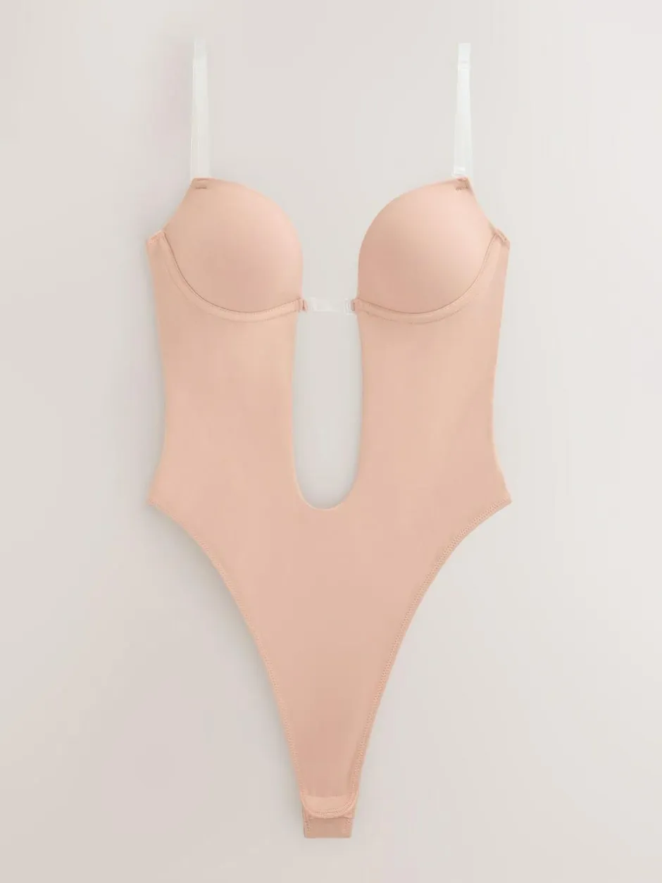 Next Multiway Strap Backless Plunge Body Praline Nude