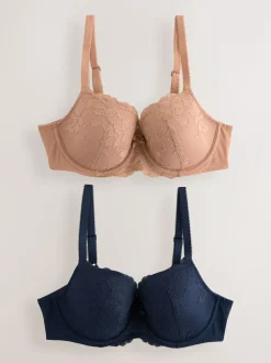 Next Pad Balcony DD+ Lace Bras 2 Pack Praline Nude/Navy Discount