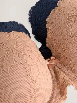 Next Pad Balcony DD+ Lace Bras 2 Pack Praline Nude/Navy Discount