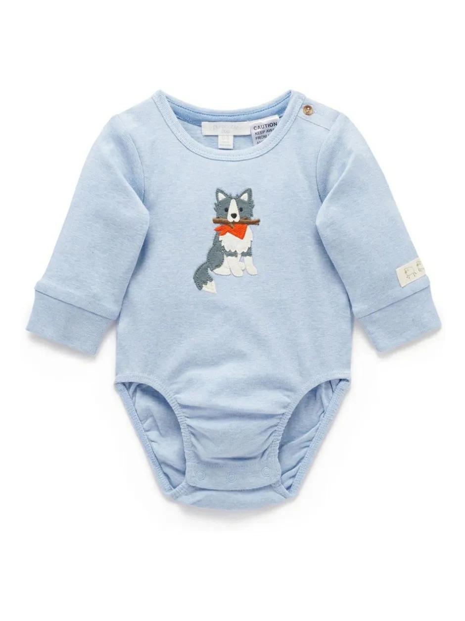 Purebaby Appliqué Bodysuit Blue Sale