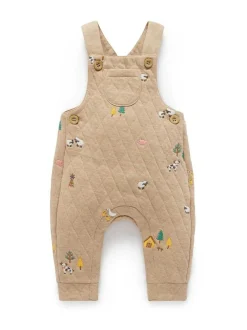 Purebaby Brown Quilted Embroidered Dungarees Discount
