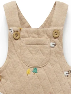 Purebaby Brown Quilted Embroidered Dungarees Discount