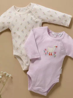 Purebaby Bodysuits 2 Pack Pink Outlet