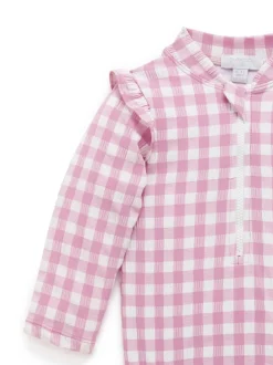 Purebaby Pink Frilly Long Sleeve Swimsuit New
