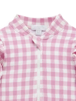 Purebaby Pink Frilly Long Sleeve Swimsuit New