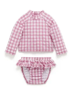 Purebaby Pink Long Sleeve Rashie Swim Set Sale
