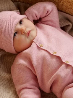 Purebaby Textured Beanie Pink New