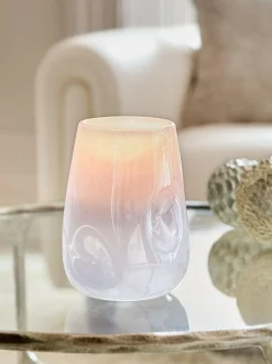 Next Purple Lustre Glass Hurricane Candle Holder Clearance