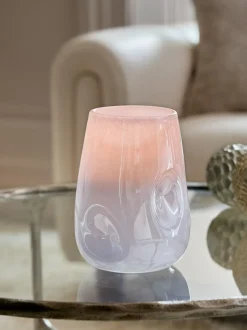 Next Purple Lustre Glass Hurricane Candle Holder Clearance