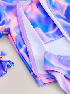 Next Sunsafe Rash Vest Bikini And Scrunchie Swim Set (3-16yrs) Purple Ombre Outlet