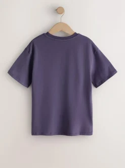 Next Oversized Oasis Band T-Shirt (3-16yrs) Purple Clearance
