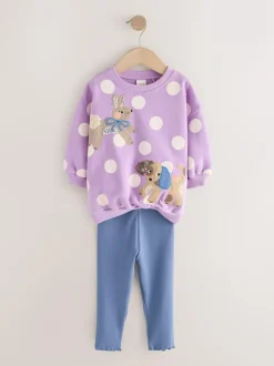 Next Sweatshirt & Leggings Set (3mths-7yrs) Purple Polka Dot Dogs Discount