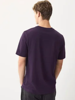 Next Purple Regular Fit Essential Crew Neck Cotton T-Shirt Outlet