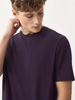 Next Purple Regular Fit Essential Crew Neck Cotton T-Shirt Outlet