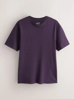 Next Purple Regular Fit Essential Crew Neck Cotton T-Shirt Outlet
