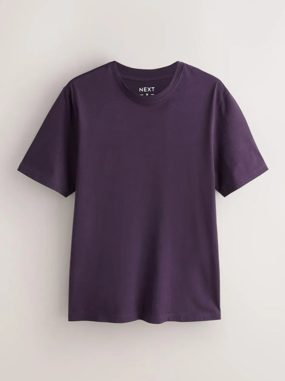 Next Purple Regular Fit Essential Crew Neck Cotton T-Shirt Outlet