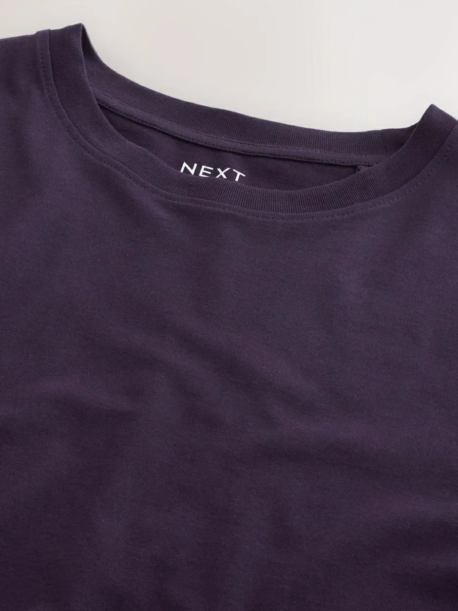 Next Purple Regular Fit Essential Crew Neck Cotton T-Shirt Outlet