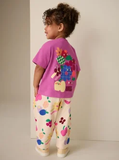 Next Purple Short Sleeve T-Shirt and Joggers Barrel Set (3mths-7yrs) Discount