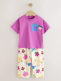 Next Purple Short Sleeve T-Shirt and Joggers Barrel Set (3mths-7yrs) Discount