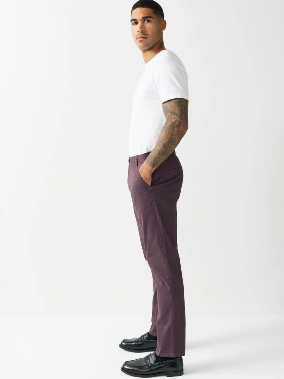 Next Purple Slim Fit Stretch Chinos Trousers Sale