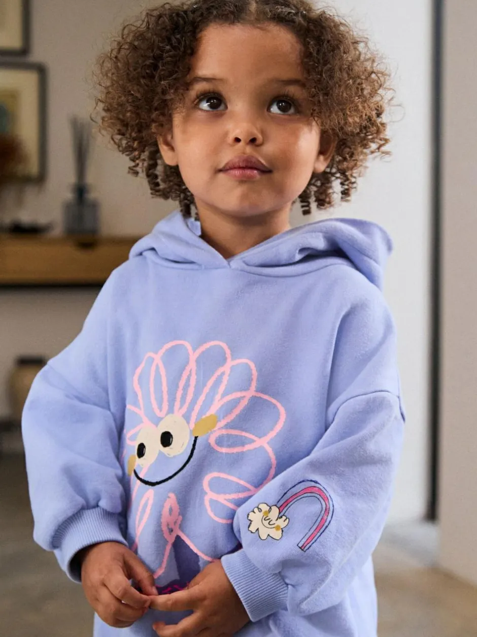 Next Purple Stripe Flower Hoodie & Barrel Leg Joggers Set (3mths-7yrs) Clearance