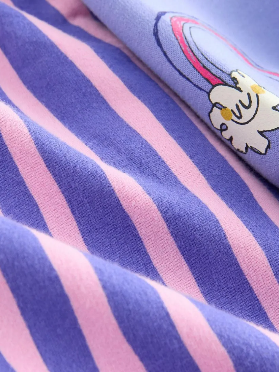 Next Purple Stripe Flower Hoodie & Barrel Leg Joggers Set (3mths-7yrs) Clearance