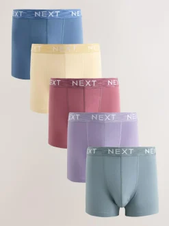 Next 5 Pack Cotton Rich Trunk Boxers Purple/Blue/Red Hot