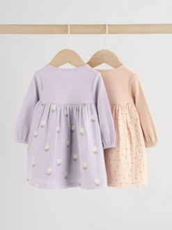 Next Purple/Pink Baby Woven Dress 2 Pack (0mths-3yrs) Clearance