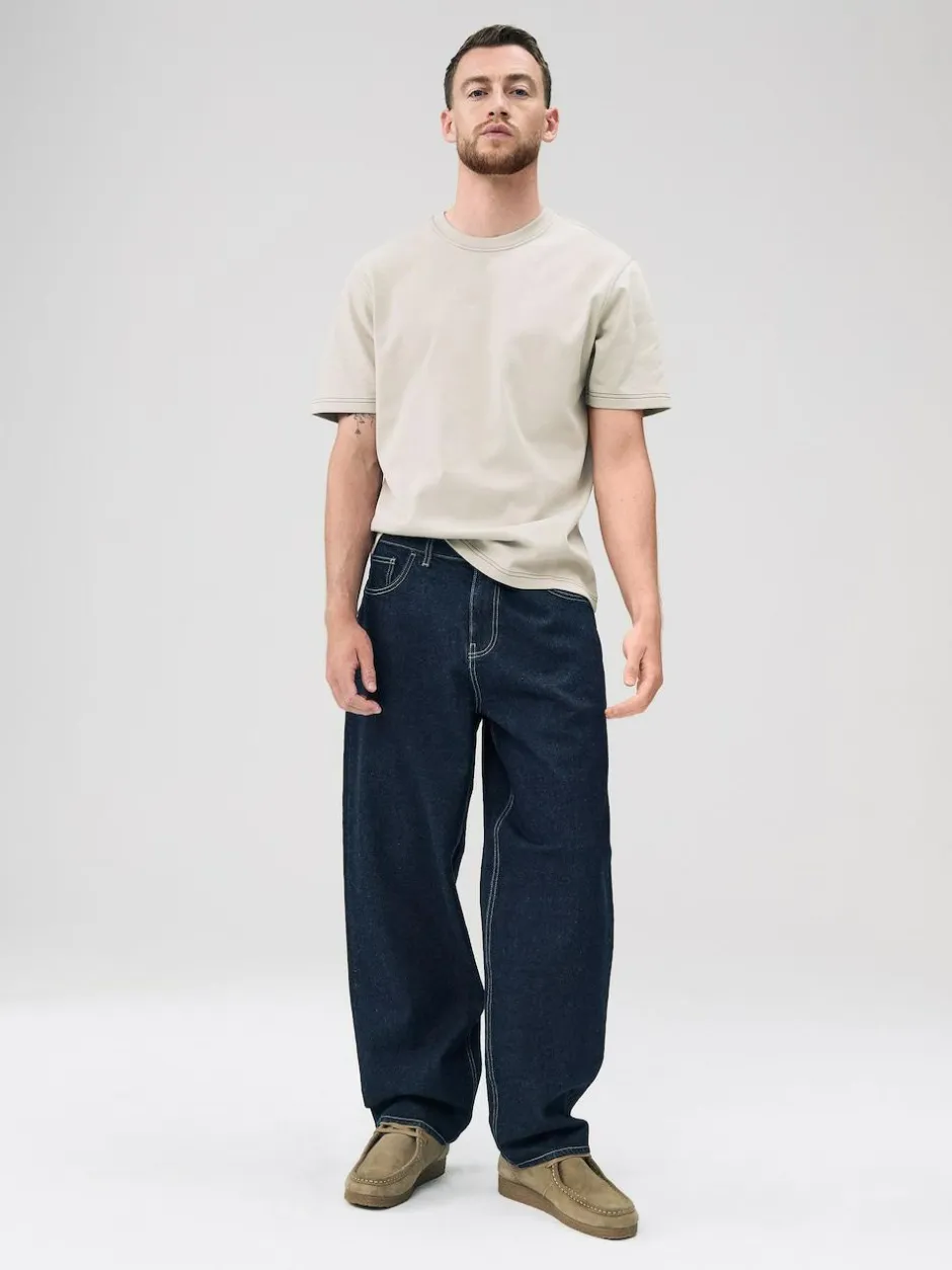Next Putty Contrast Stitch Regular Fit Heavyweight T-Shirt Discount