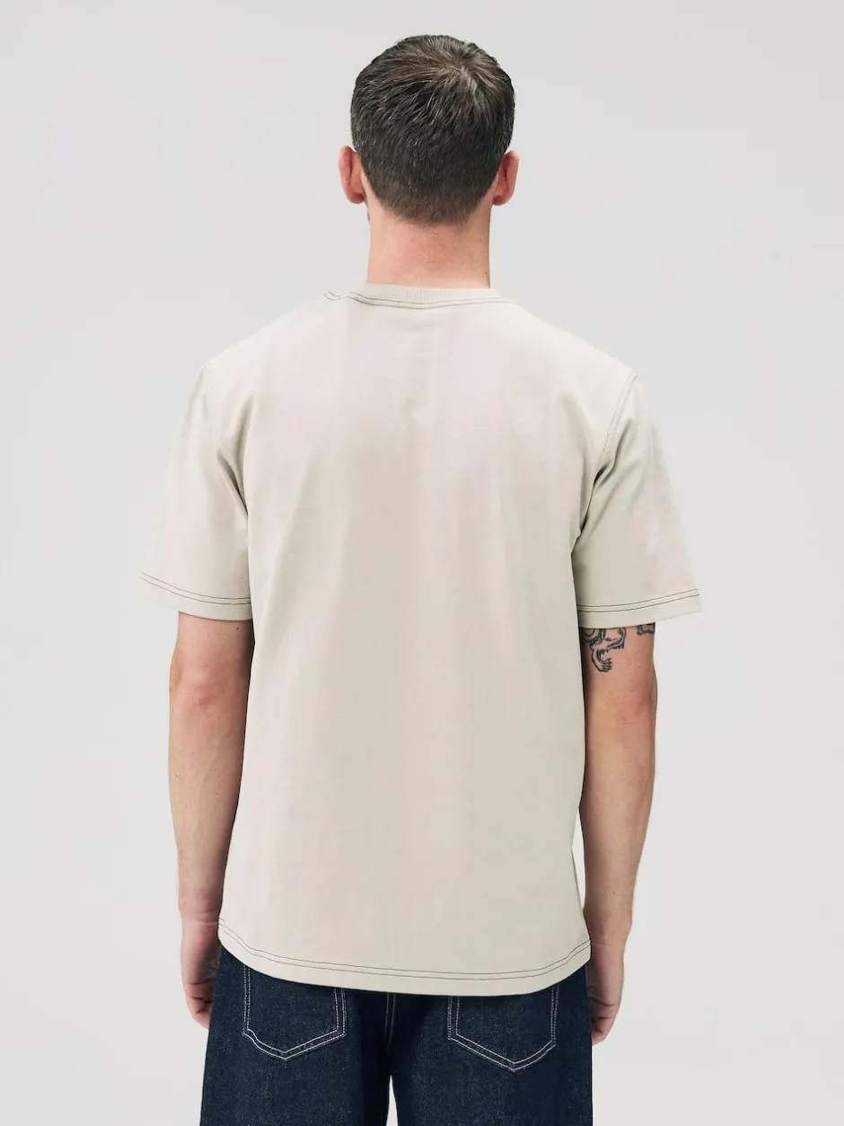 Next Putty Contrast Stitch Regular Fit Heavyweight T-Shirt Discount