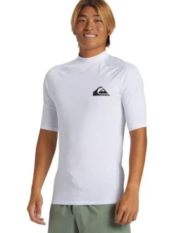 Quiksilver Short Sleeve UPF50 Rash Vest White New