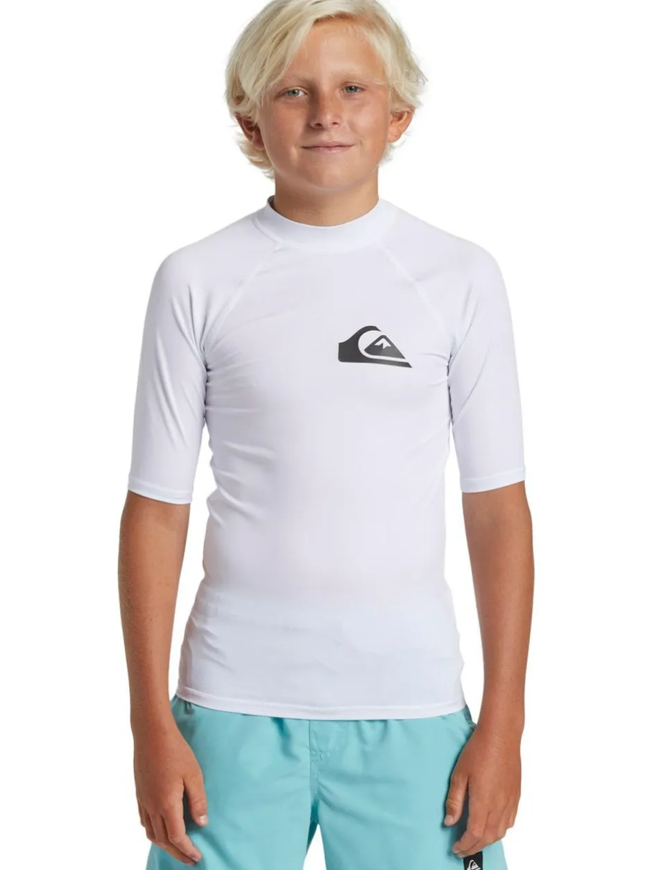 Quiksilver Youth Short Sleeve UPF50 Rash Vest White Sale