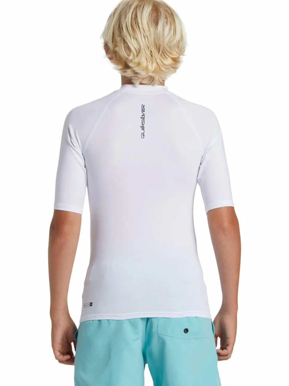 Quiksilver Youth Short Sleeve UPF50 Rash Vest White Sale