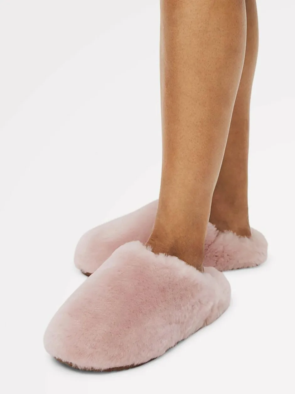 Radley Cloud Street Shearling Fluff Mule Slippers Pink New