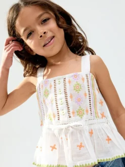 Raffya Cream Penny 100% Cotton Vest Online