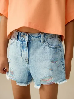 Next 100% Cotton Frayed Edge Distressed Shorts (3-16yrs) Rainbow Online