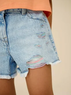 Next 100% Cotton Frayed Edge Distressed Shorts (3-16yrs) Rainbow Online