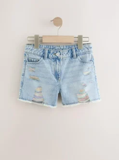 Next 100% Cotton Frayed Edge Distressed Shorts (3-16yrs) Rainbow Online