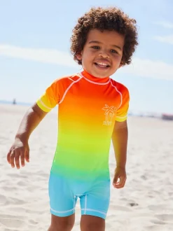 Next Sunsafe All-In-One Swimsuit (3mths-7yrs) Rainbow Dip Dye New