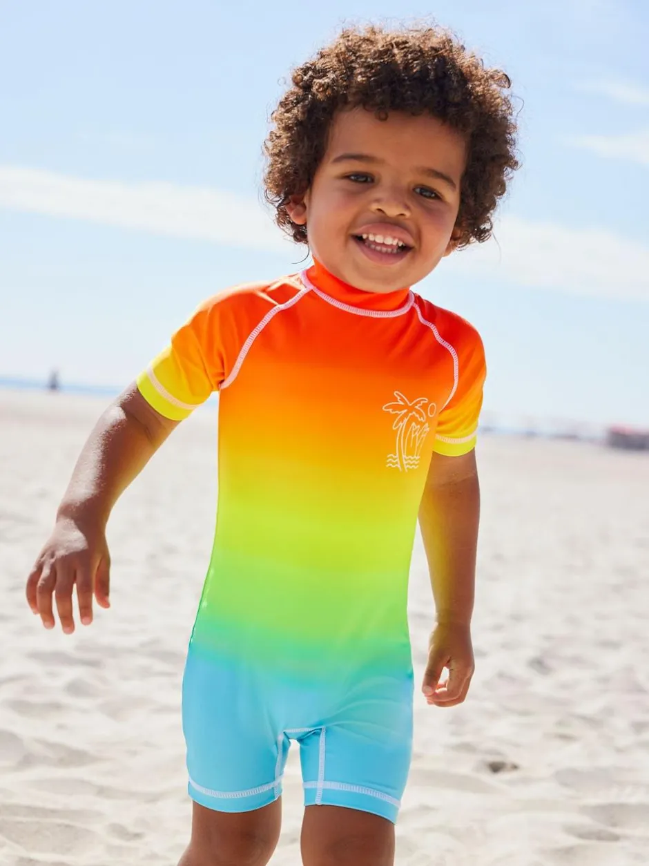 Next Sunsafe All-In-One Swimsuit (3mths-7yrs) Rainbow Dip Dye New