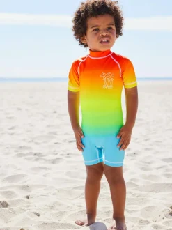 Next Sunsafe All-In-One Swimsuit (3mths-7yrs) Rainbow Dip Dye New