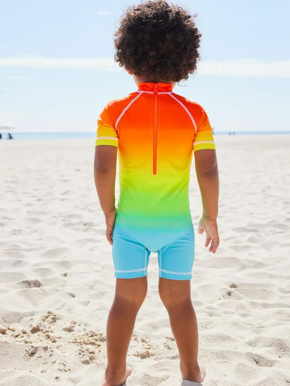 Next Sunsafe All-In-One Swimsuit (3mths-7yrs) Rainbow Dip Dye New