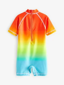 Next Sunsafe All-In-One Swimsuit (3mths-7yrs) Rainbow Dip Dye New