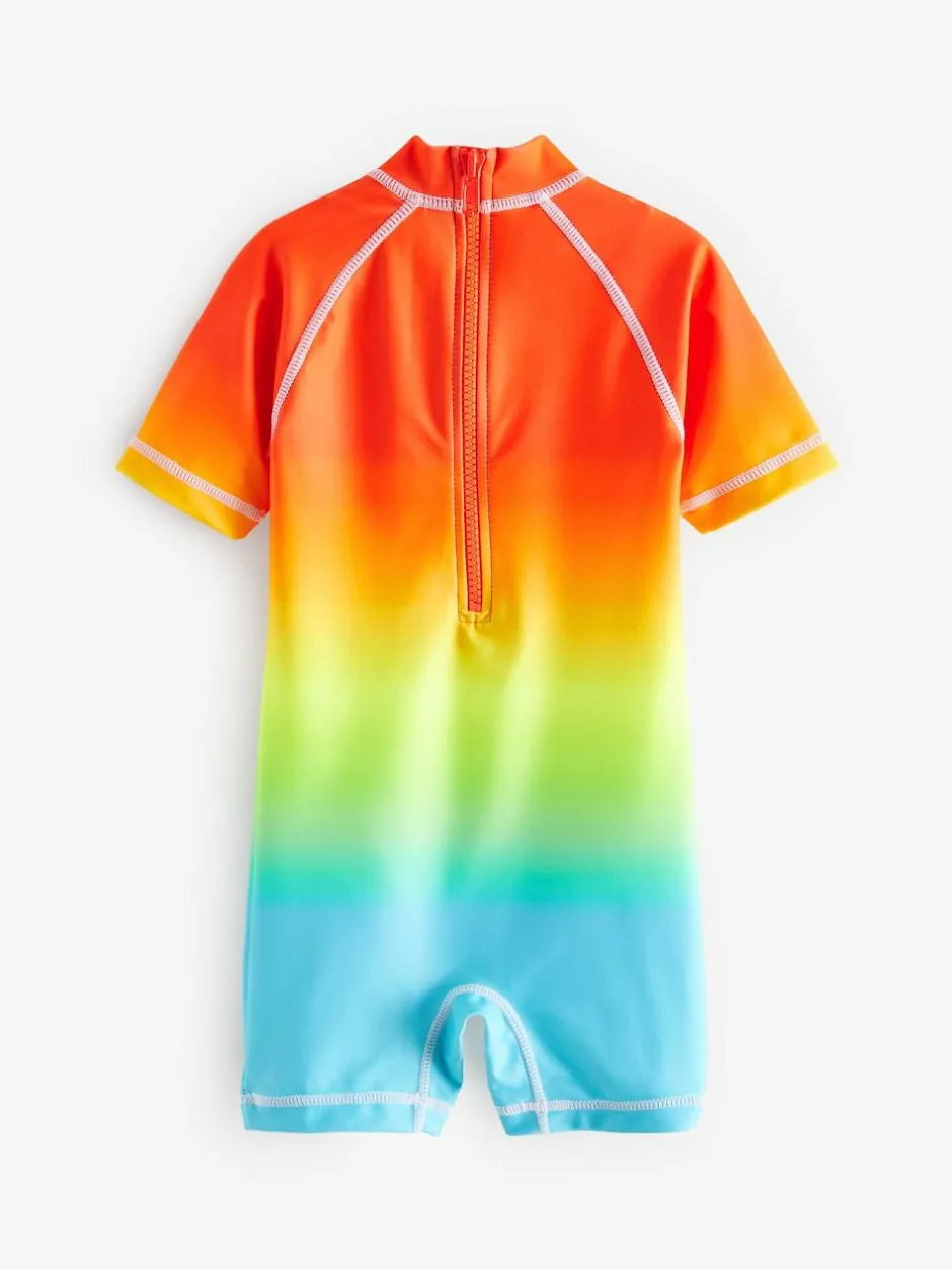 Next Sunsafe All-In-One Swimsuit (3mths-7yrs) Rainbow Dip Dye New